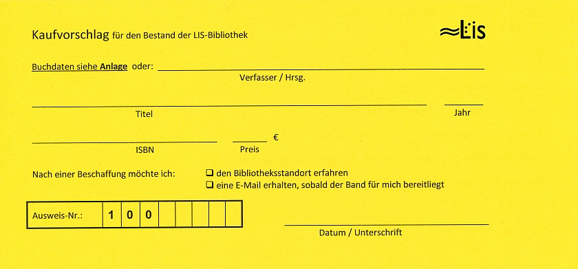 gelbes Papierformular für Anschaffungsvorschläge