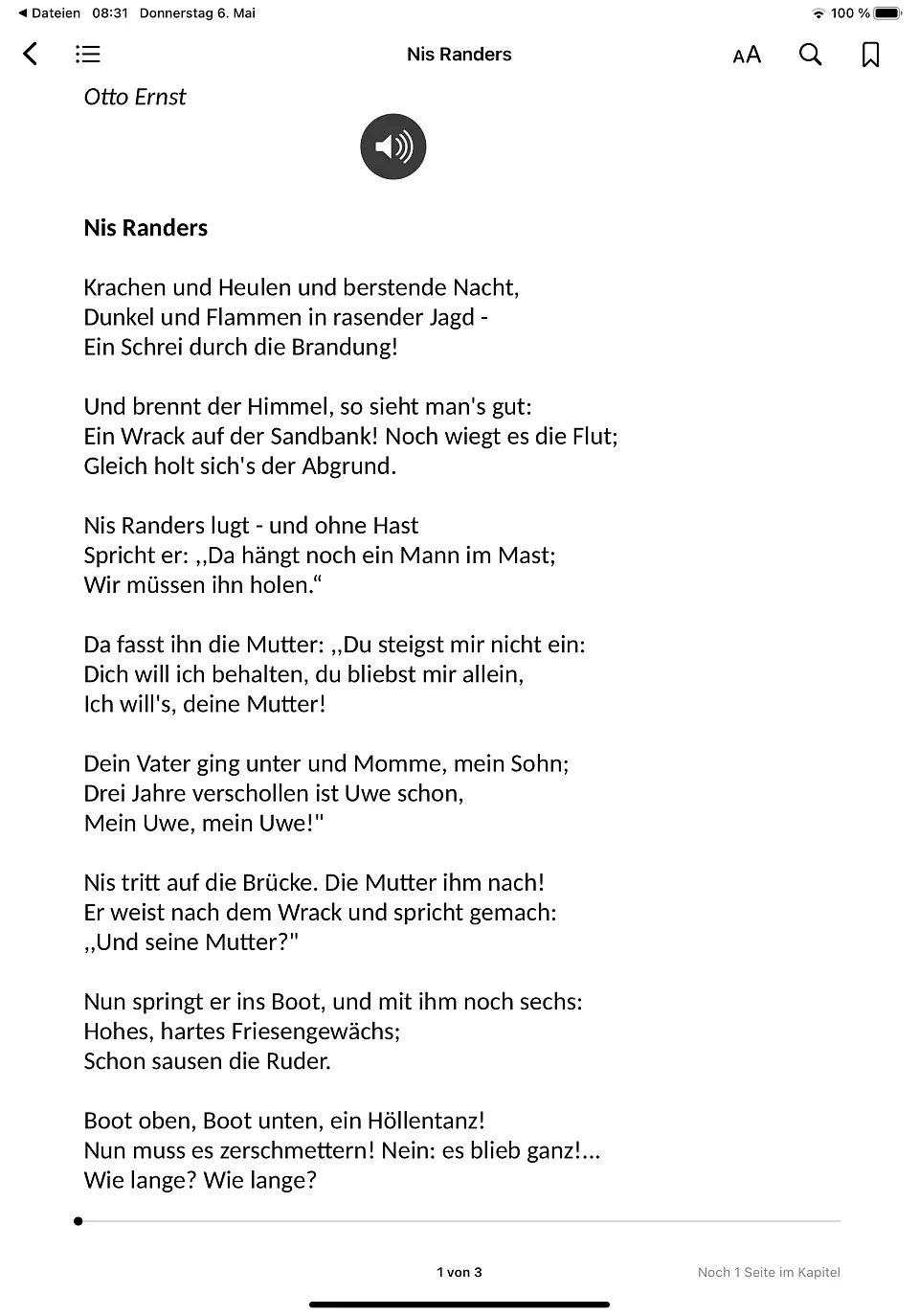 Ballade Nis Randers von Otto Ernst