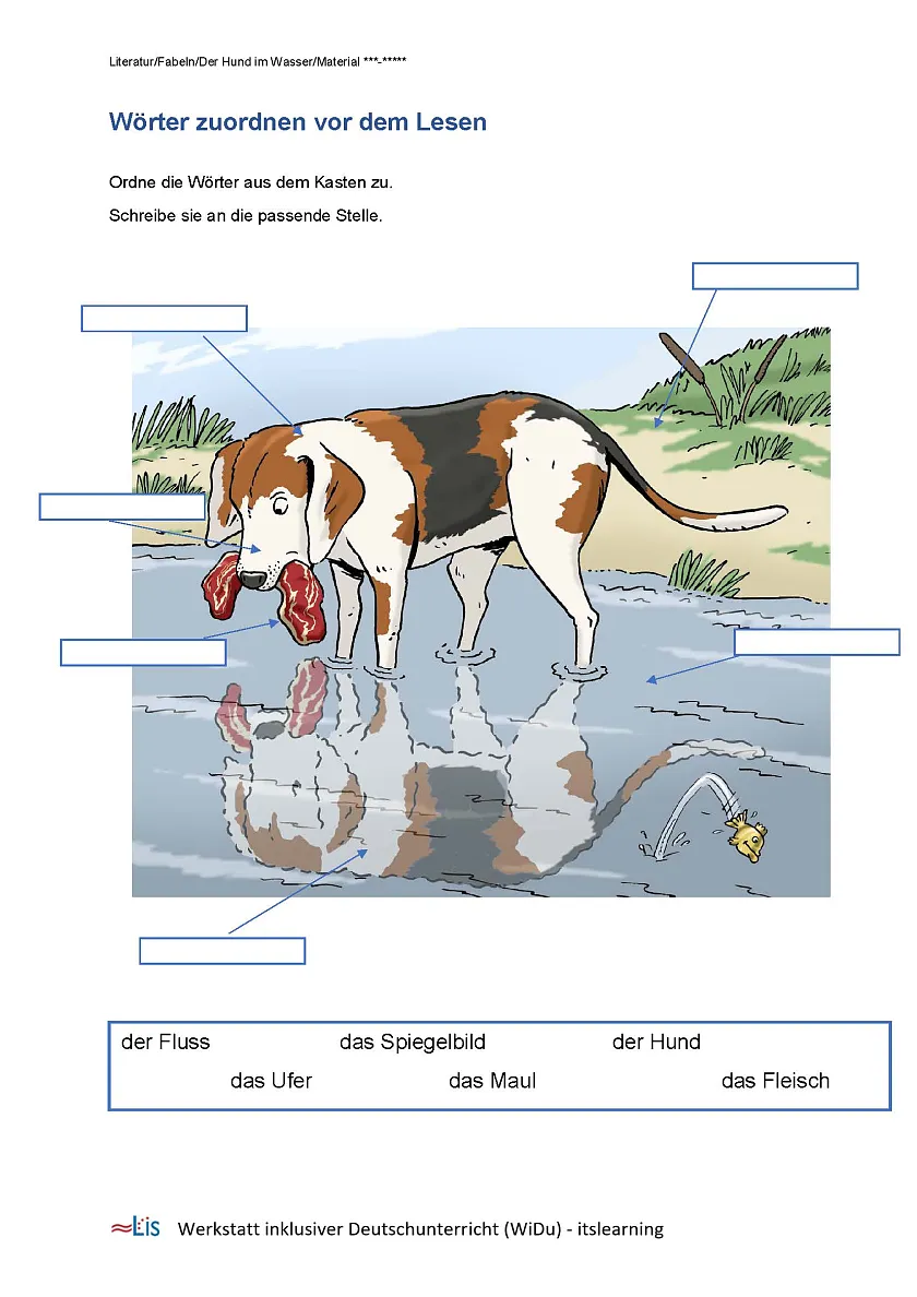 Arbeitsblatt: Wörter zuordnen vor dem Lesen