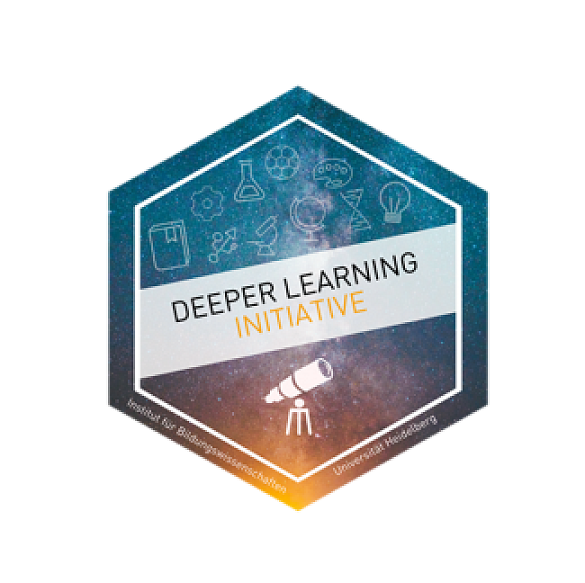 Logo der Deeper Learning Initiative: Hexagon mit wissenschaftlichen Symbolen
