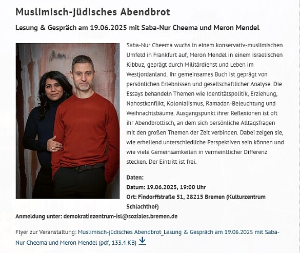 Foto der beiden Autor:innen mit Erläuterungstext zur Veranstaltung