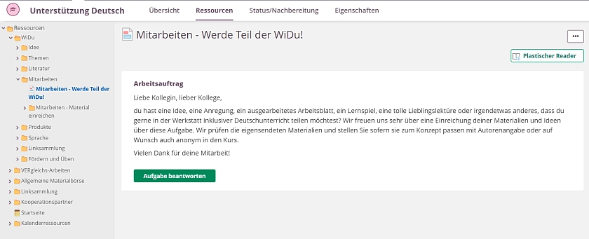 Sreenhot aus Itslearning zum Hochladen von eigenem Material