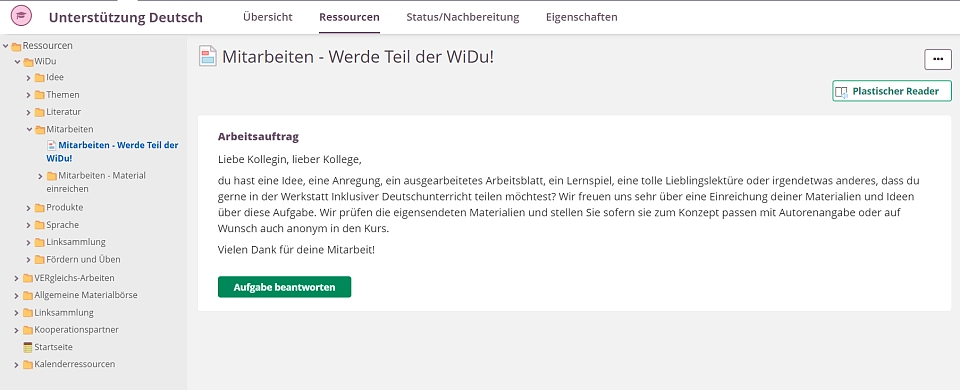 Sreenhot aus Itslearning zum Hochladen von eigenem Material