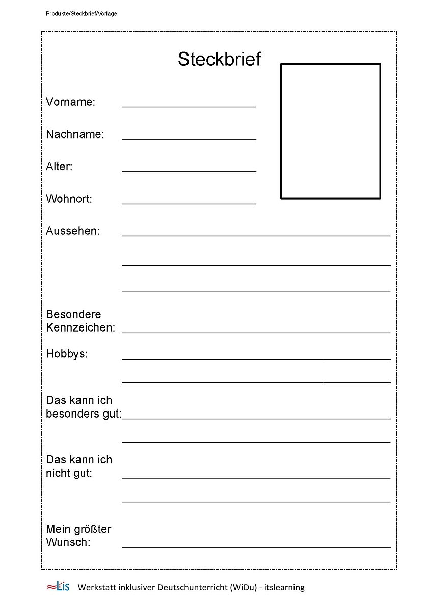 Mustervorlage Steckbrief