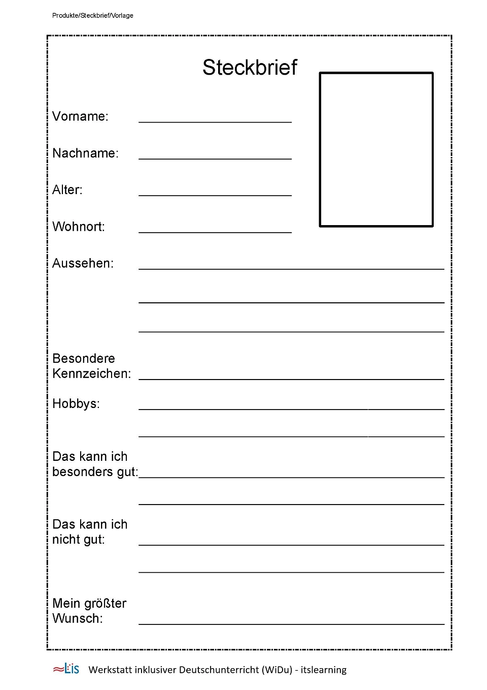 Mustervorlage Steckbrief