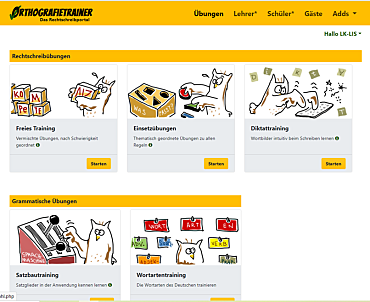 Screenhot Orthografietrainer, Das Rechtschreibportal