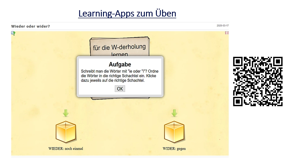 Learning-Apps zum Üben, Beispielaufgabe