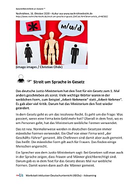 Text zu Streit um Sprache im Gesetz
