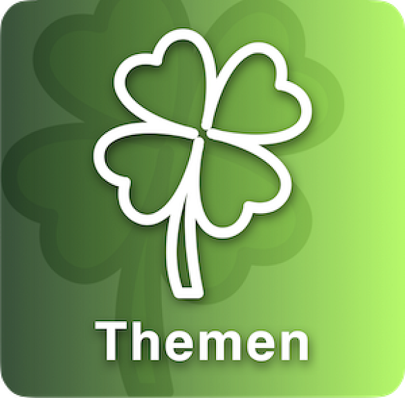 Symbol Kleeblatt mit Text Themen