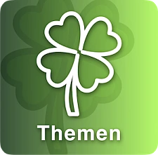 Symbol Kleeblatt mit Text Themen