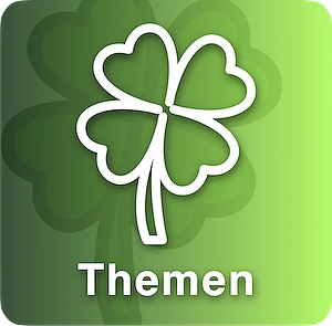 Symbol Kleeblatt mit Text Themen