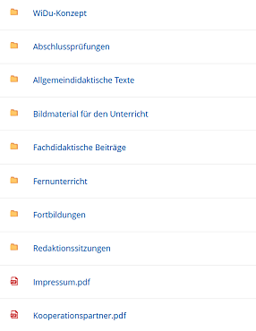Inhaltsübersicht der Ordner in Itslearning