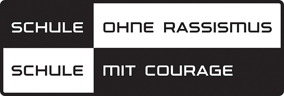 Logo mit schwarz-weißen Feldern und der Aufschrift Schule ohne Rassismus