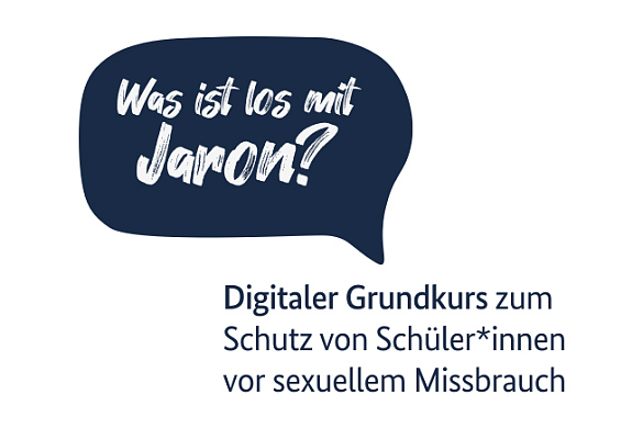 Logo des Programms Sprechblase mit der Frage Was ist los mit Jaron
