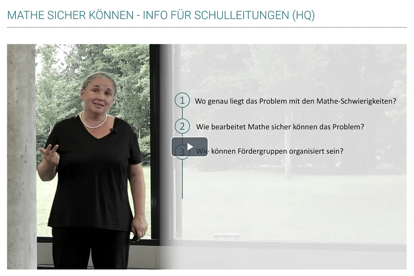 Standbild aus einem Informationsvideo über Mathe sicher können