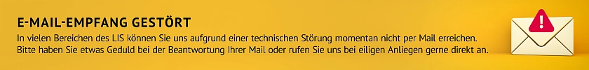 E-Mail-Symbol mit Informationstext zum gestörten E-Mail-Empfang