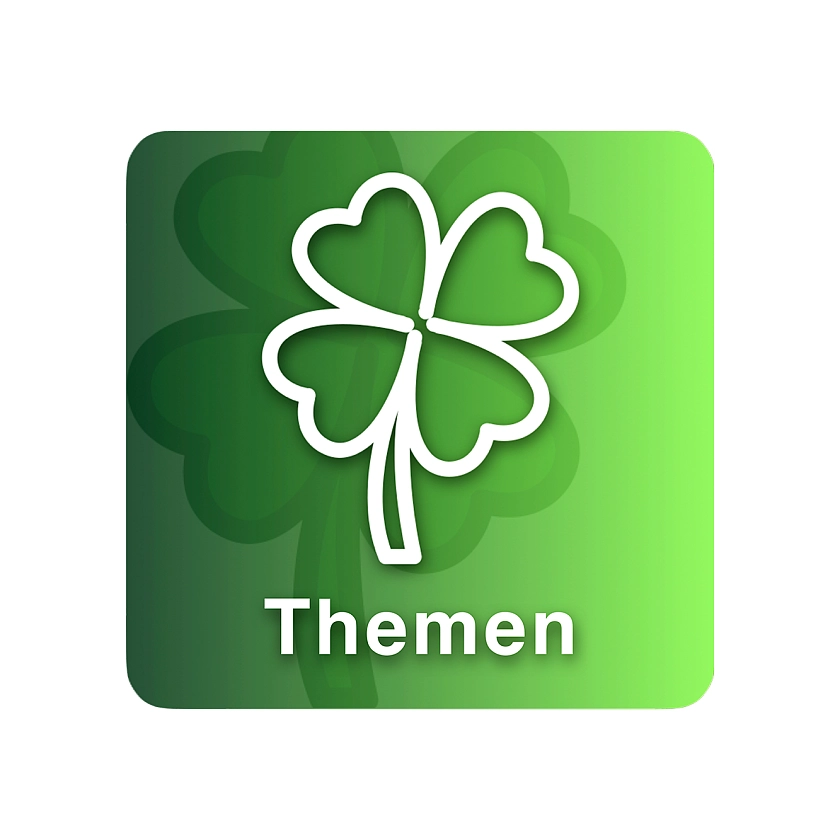 Symbol Kleeblatt mit Text Themen