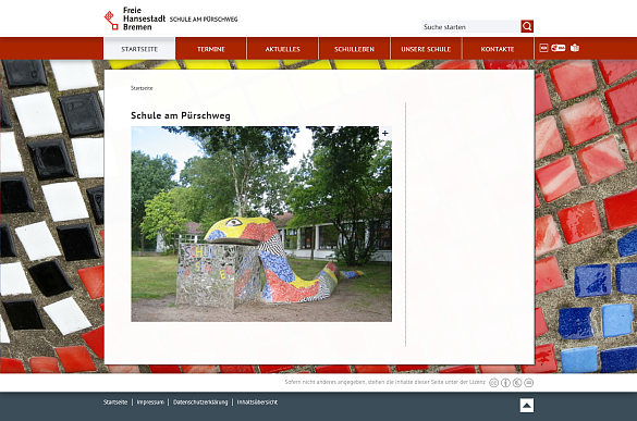 Bildschirmfoto der Homepage der Schule am Pürschweg