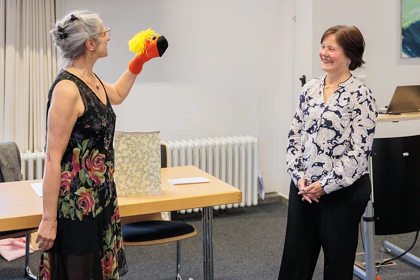Historische Handpuppe als Begr&uuml;&szlig;ungsgeschenk