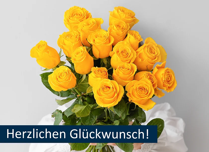 Rose mit Aufdruck Herzlicher Glückwunsch