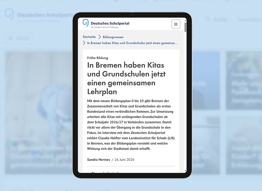 Screnshot Artikel Schulportal