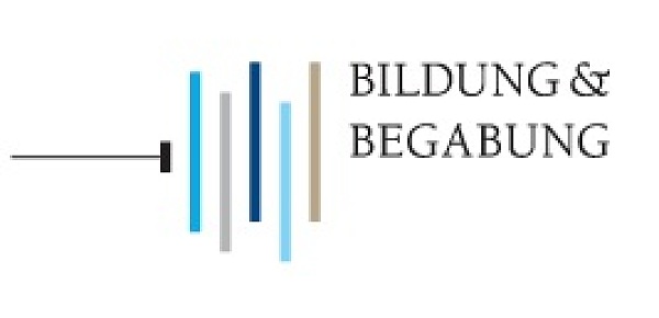 Logo von Bildung und Begabung: Mehrere vertikale Linien in Pastellfarben