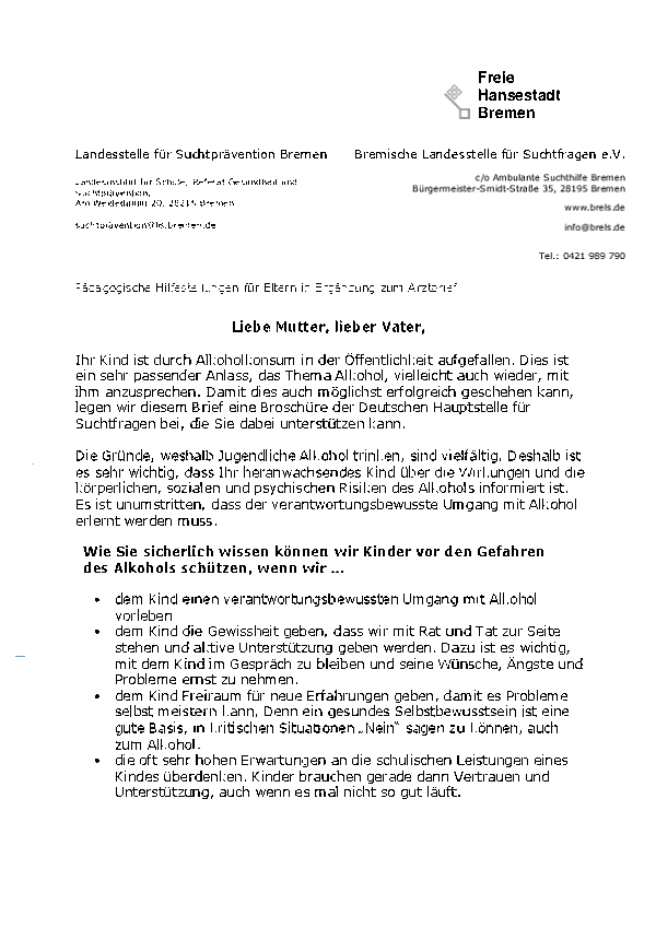 Elternbrief zum Lesen