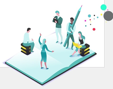 Symbolbild: Mehrere Personen stehen nebeneinander und interagieren bei einem gemeinsamen Projekt.