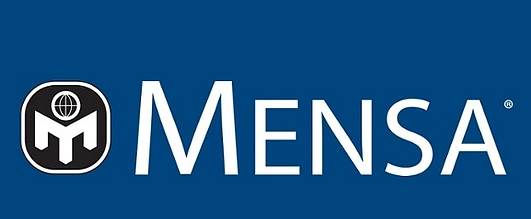 Logo von Mensa, eine stilisierte Person aus weißen Linien auf rotem Grund