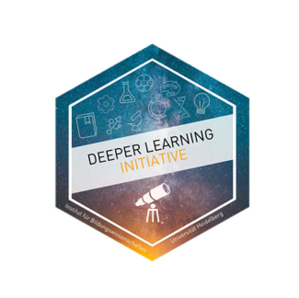 Logo der Deeper Learning Initiative: Eine Raute mit wissenschaftlichen Symbolen