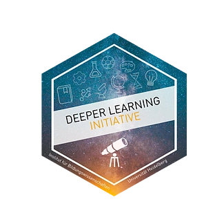 Logo der Deeper Learning Initiative: Eine Raute mit wissenschaftlichen Symbolen