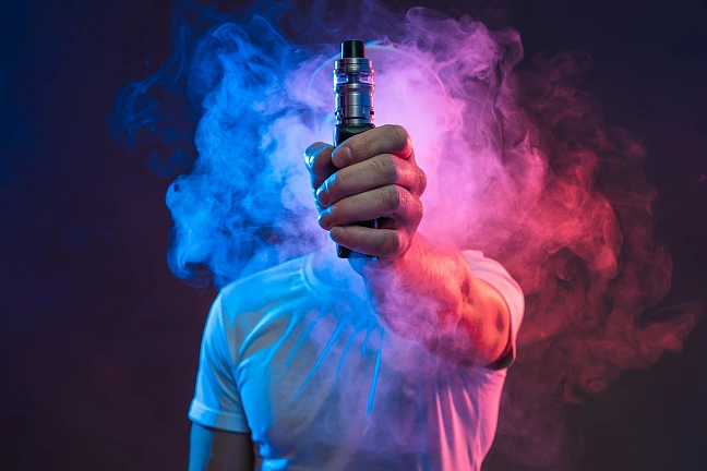 Dampf verdeckt Person