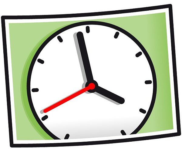 Symbolbild: Eine gemalte Uhr im Comic-Stil 