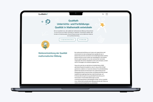 Laptop zeigt QuaMath-Internetauftritt