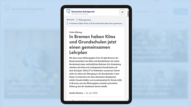 iPad zeigt Artikel des Deutschen Schulportals
