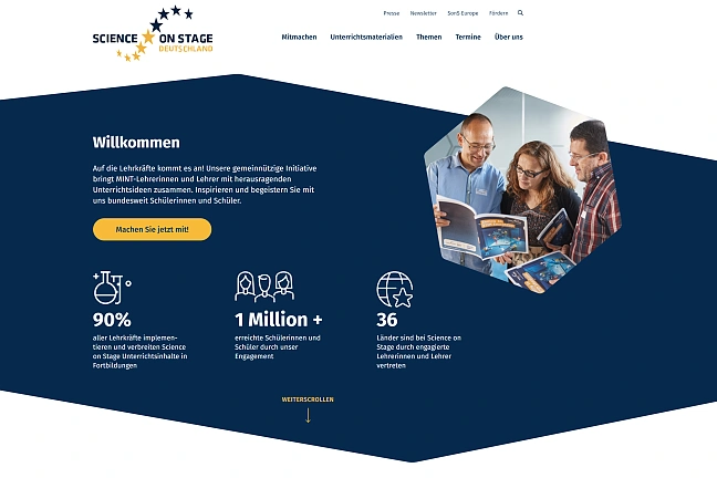 Screenhot Hompage Science on Stage