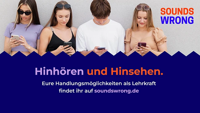 Kampagnenbild Sounds Wrong: Teenager blicken auf ihre Handys
