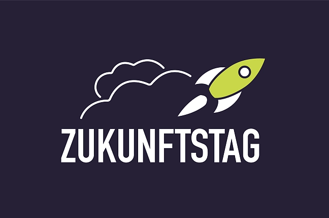 Rakete mit Text Zukunftstag