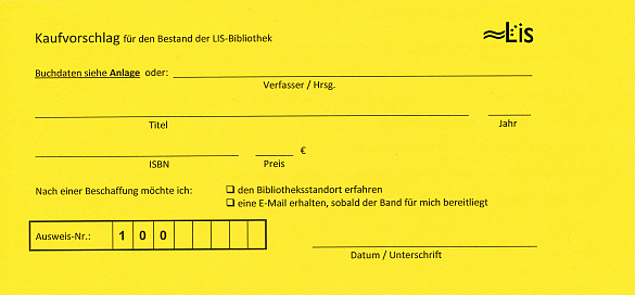 gelbes Papier-Formular für Kaufvorschläge