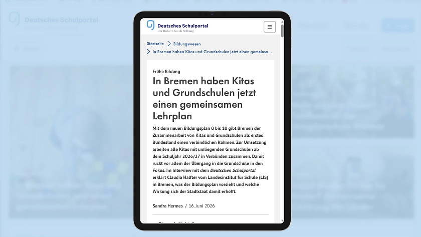 iPad zeigt Website des Deutschen Schulportals