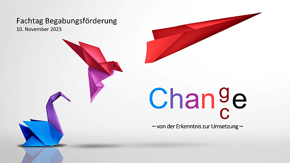 Logo des Fachtags: Papierflieger und der Schriftzug Chance und Change